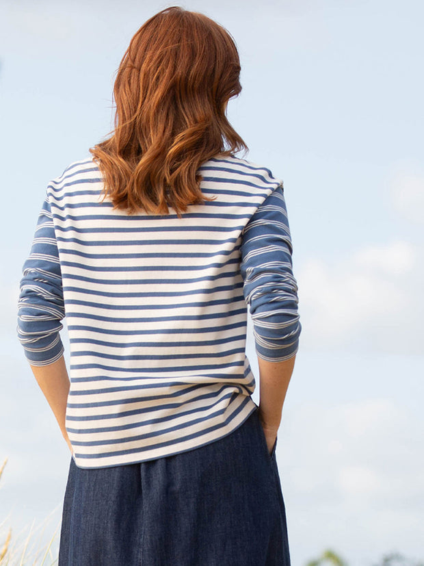 Bingham jersey top navy stripe