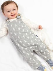 Kite - Baby organic teddy dungarees grey - Adjustable straps with coconut buttons