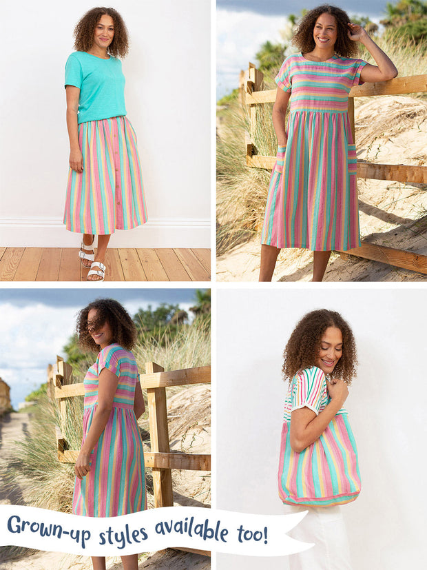 Kite - Girls organic special stripe skirt - Yarn dyed stripe - Elasticated waistband