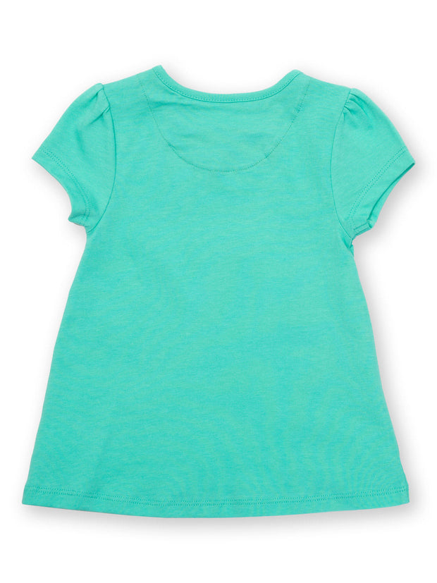 Kite - Girls organic dino daisy tunic green - Appliqué design - Short sleeved