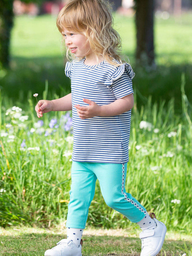 Kite - Girls organic dandy daisy leggings green - Single jersey with a little bit of stretch - 7/8 length leg