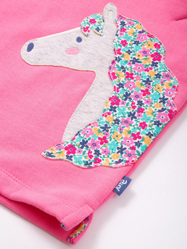 Kite - Girls organic pony sweatshirt pink - Appliqué design - Ribbed neckline and cuffs