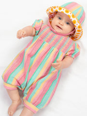 Kite - Baby Girls organic special stripe romper - Yarn dyed stripe - Keyhole back neck opening with coconut button