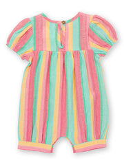 Kite - Baby Girls organic special stripe romper - Yarn dyed stripe - Keyhole back neck opening with coconut button