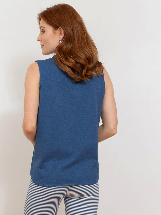 Bucknowle sleeveless slub jersey top navy