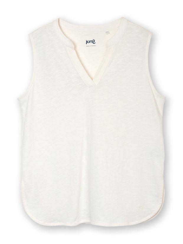 Bucknowle sleeveless slub jersey top ecru