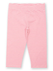 Kite - Girls organic pedal pushers pink - Yarn dyed stripe - Elasticated waistband