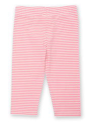 Kite - Girls organic pedal pushers pink - Yarn dyed stripe - Elasticated waistband