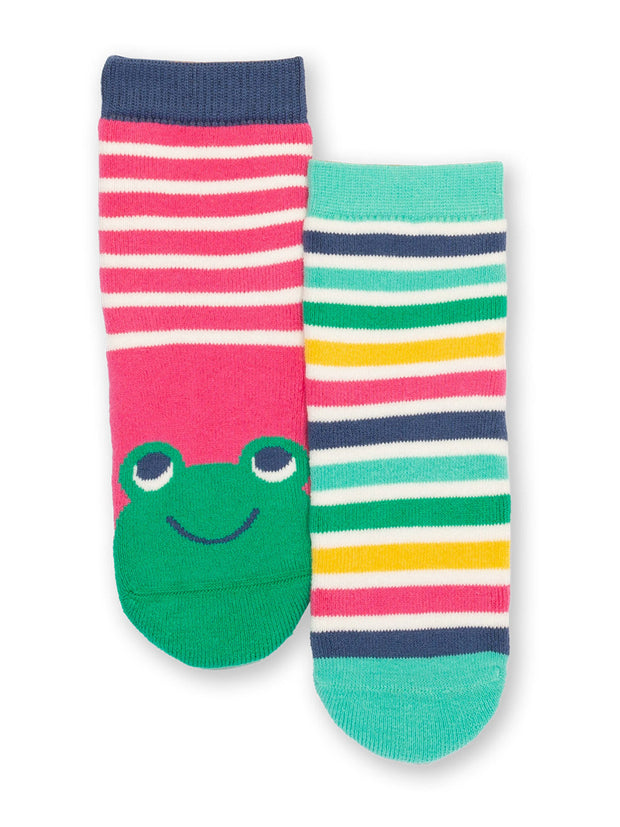 Frog face grippy socks pink