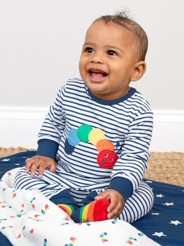 Rainbow caterpillar romper