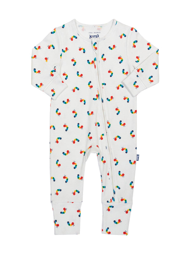 Rainbow caterpillar sleepsuit