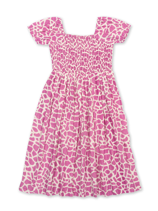 Giraffe shirred dress