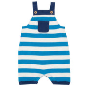 Baby in stripy knit dungarees