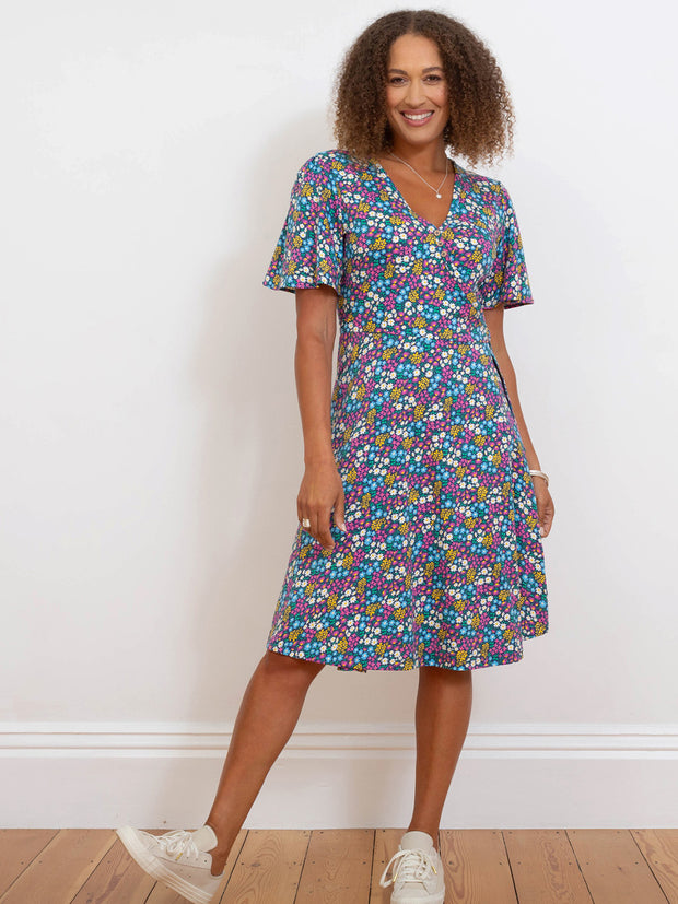 Highcliffe jersey wrap dress flower patch