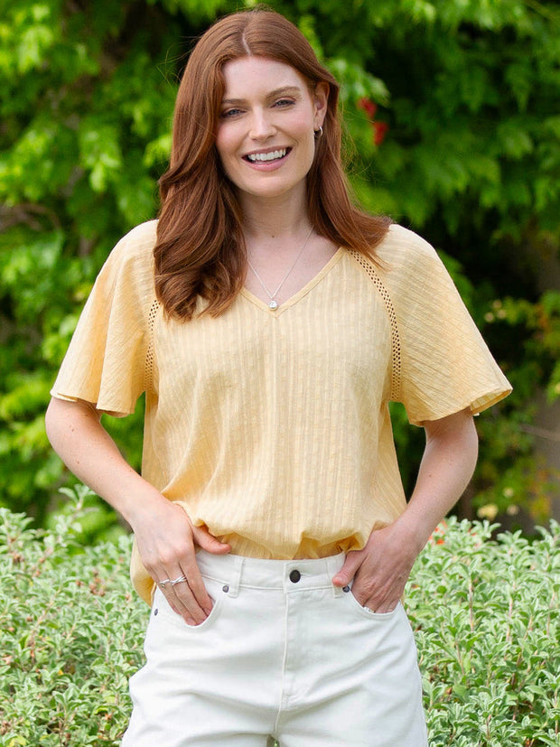 Laymore jacquard stripe blouse sand