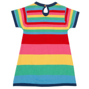 Flat shot of rainbow knit dress