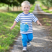 Boy in mini side stripe joggers