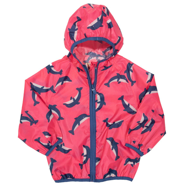 Flat shot of dolphin puddlepack jacket