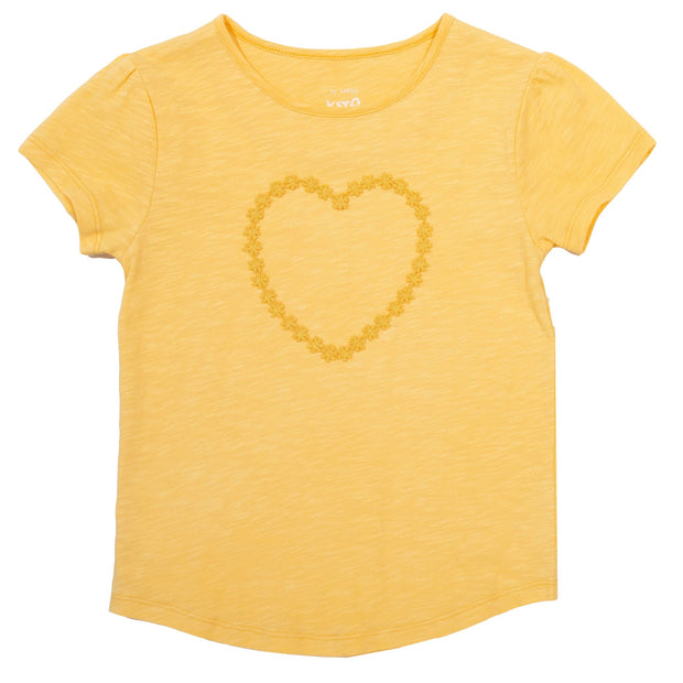 Flat shot of daisy heart t-shirt