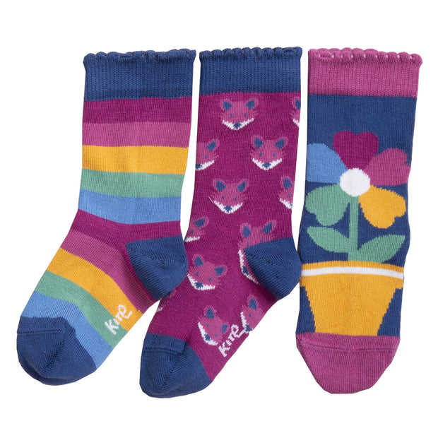 Flat shot of rainbow flower socks