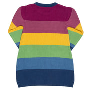 Flat shot of rainbow knit dress