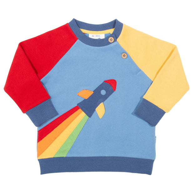Flat shot of rainbow rocket sweatshirt