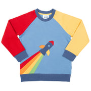 Flat shot of rainbow rocket sweatshirt