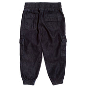 Flat shot of denim utility pull ons