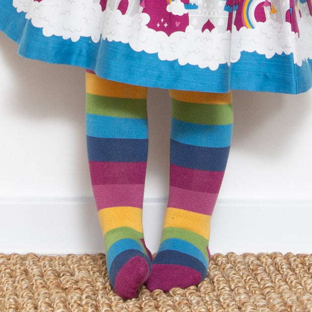 Girl in rainbow tights