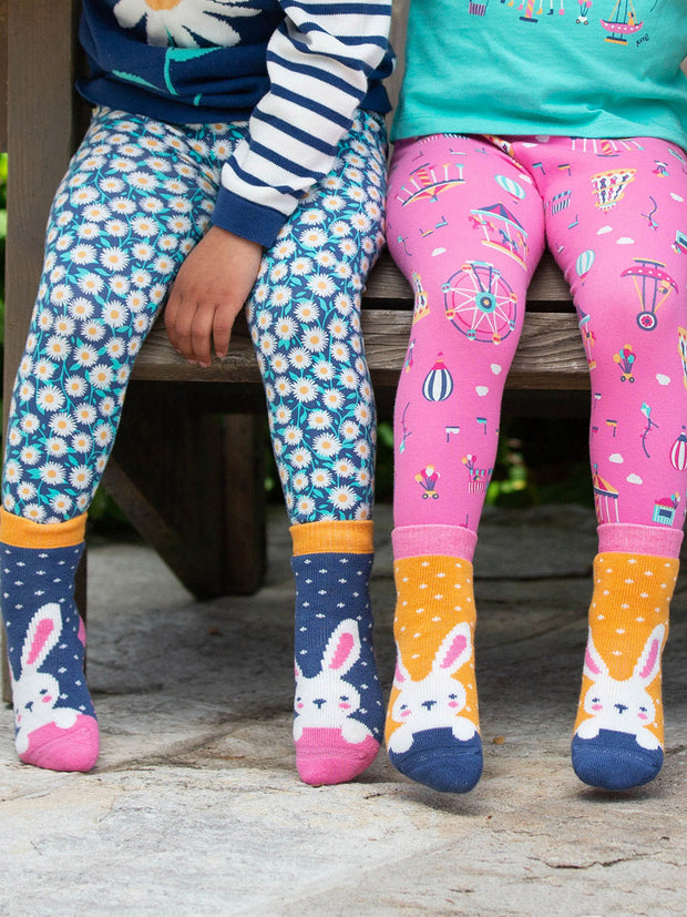 Kite - Girls organic bunny time grippy socks - Two pack