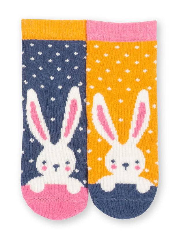 Kite - Girls organic bunny time grippy socks - Two pack
