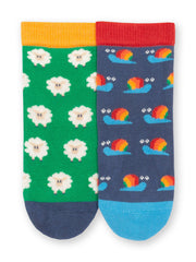 Kite - Boys organic rainbow snail socks - Two pack