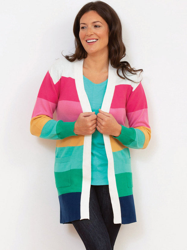 Kite - Womens organic Parley longline knit cardigan rainbow - Long sleeved