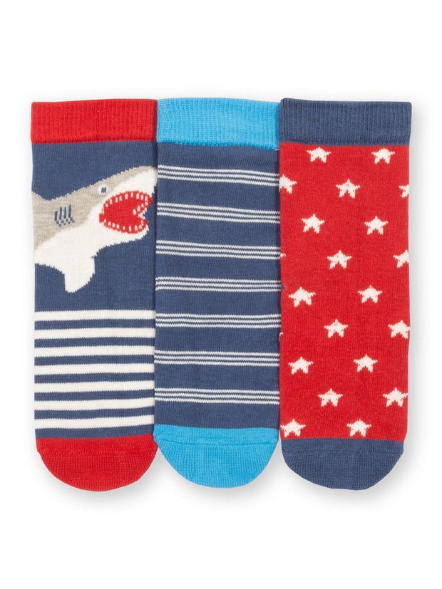 Kite - Boys organic shark socks - Three pack