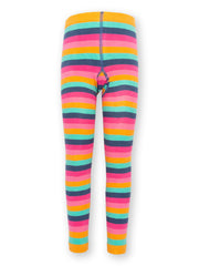 Kite - Girls organic rainbow knit leggings - Footless tights - Flower seat design