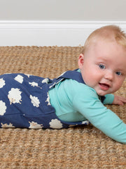 Kite - Baby organic sheepy clouds dungarees navy blue - Adjustable straps with coconut buttons