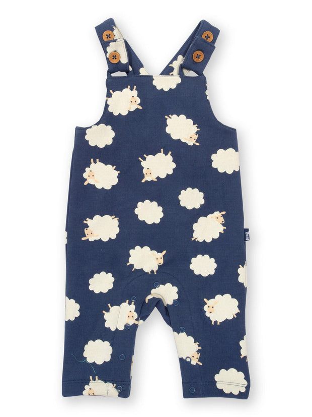 Kite - Baby organic sheepy clouds dungarees navy blue - Adjustable straps with coconut buttons
