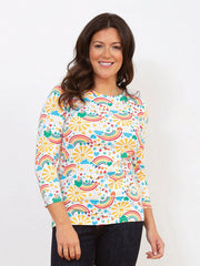 Kite - Womens organic Tarrant 3/4 sleeve jersey top memories - All-over print - T-shirt neck