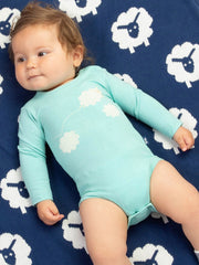 Kite - Baby organic sheepy clouds bodysuit blue - Placement print - Popper openings