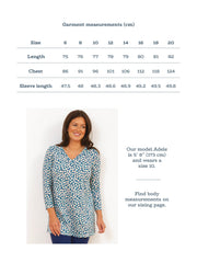 Kite - Womens organic Throop 3/4 sleeve jersey tunic navy - Daisy fields all-over print - V-shaped neckline