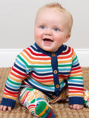 Kite - Baby organic my first cardi rainbow - Rainbow stripe design - Midweight knitwear