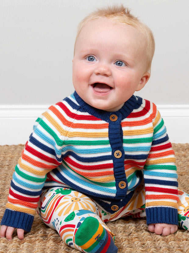 Kite - Baby organic my first cardi rainbow - Rainbow stripe design - Midweight knitwear