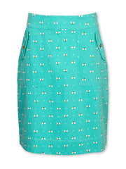 Kite - Womens organic Stalbridge skirt queen bee green - All-over print - Knee length