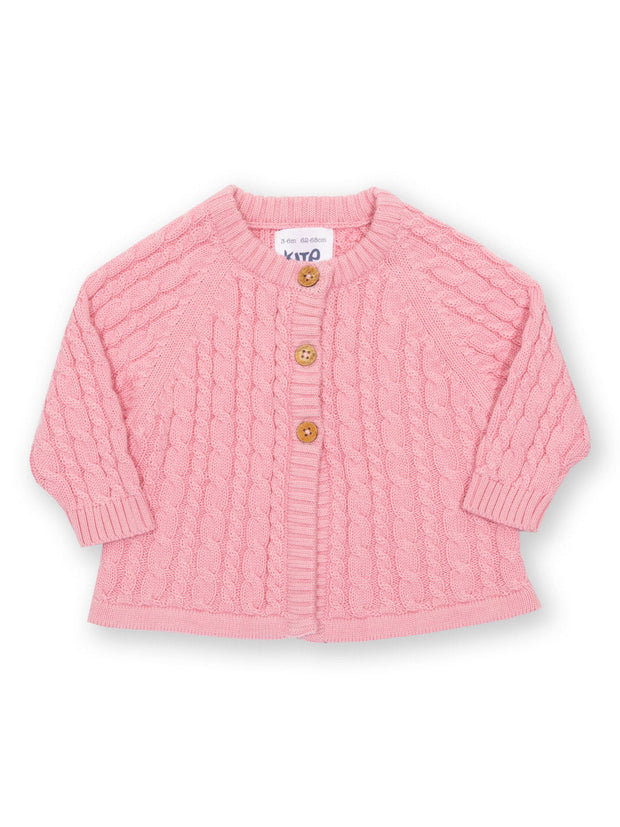 Kite - Baby Girls organic my first cardi pink - Cable knit design - Midweight knitwear