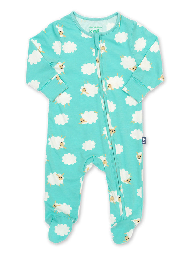 Kite - Baby organic sheepy clouds sleepsuit blue - Zip opening with zip guard