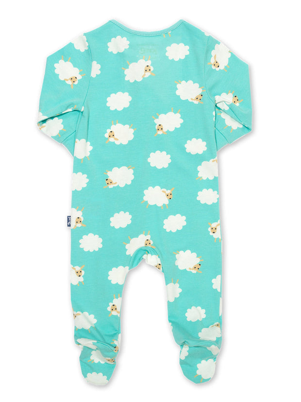 Kite - Baby organic sheepy clouds sleepsuit blue - Zip opening with zip guard