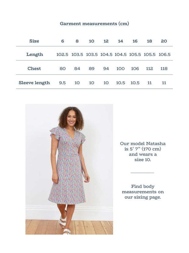 Kite - Womens organic Highcliffe jersey wrap dress petal perfume - All-over print - Knee length