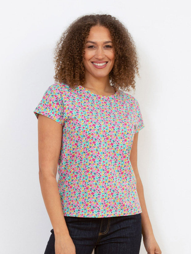 Kite - Womens organic Alum jersey top petal perfume - All-over print - Relaxed fit