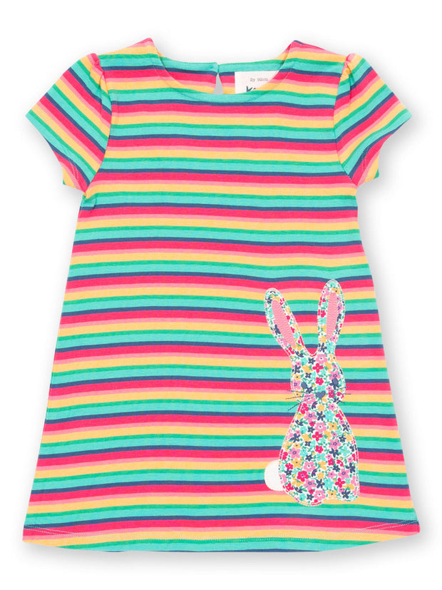 Kite - Girls organic bunny time dress - Appliqué design - Short sleeves with gathers