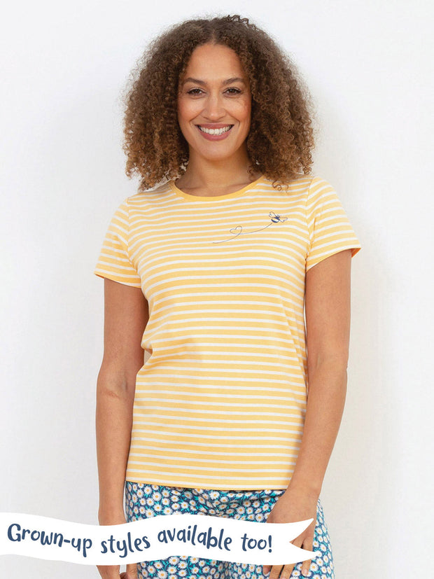 Kite - Girls organic queen bee t-shirt yellow - Appliqué design - Short sleeved